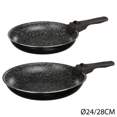 FIVE SIMPLY SMART JJA 135111 Set 2 POELES 24/28CM PIIERRE + 1 Poign&eacute;e Amovible