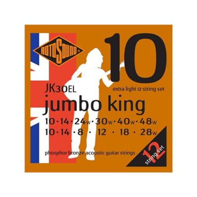 ROTOSOUND JK30EL Jumbo king - Jeu de 12 cordes phosphore bronze guitare acoustique - Extra light