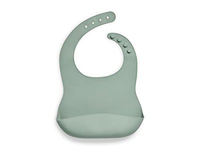 JOLLEIN  Bavoir &Eacute;tanche avec R&eacute;ceptacle, 26 cm Longueur x 21 cm Largeur, Vert Pierre
