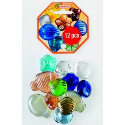 KIM PLAY Jouet 12 Galets Billes Plates Animaux Marins Jeu
