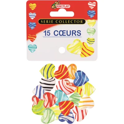 KIM PLAY Jouet 15 Galets Forme Coeur Billes Plates Jeu