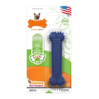 NYLABONE Jouet &agrave; m&acirc;cher pour chien  dental chew bleu taille s 12 cm