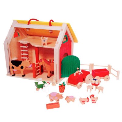  Jouet de la ferme en bois valise Goki - Jouets en bois