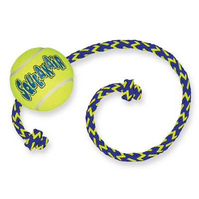 KONG Jouet  SqueakAir Ball avec corde, taille M/L, pour chien