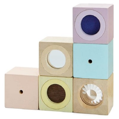 PLAN TOYS Jouets en bois  Set de blocs sensoriels Pastel 