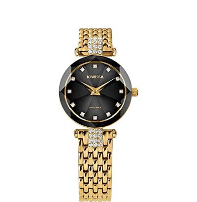 JOWISSA  Facet Strass Montre Femme Suisse J5.630.S Noir/d'or