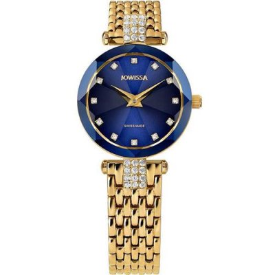 JOWISSA  Facet Strass Montre Femme Suisse J5.632.S Bleu/d'or