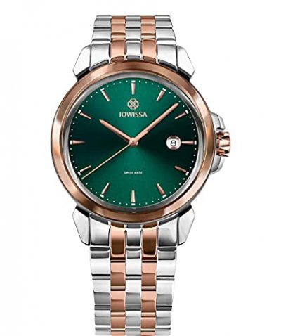 JOWISSA  Montre &agrave; affichage analogique 'LeWy 3' Swiss Men' argent / or rose / vert