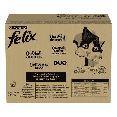FELIX Jumbopack  Tendres Effil&eacute;s 120 x 85 g pour chat - D&eacute;licieux duo