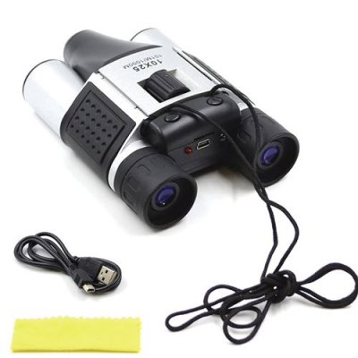 FISHTEC Jumelles Cam&eacute;ra Num&eacute;rique &ndash; Enregistre Photos et Vid&eacute;os - 10x25 - Grossissement x10