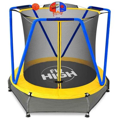 FRANKYSTAR Jumpoo - trampoline pour enfants de 170 cm avec filet de s&eacute;curit&eacute;