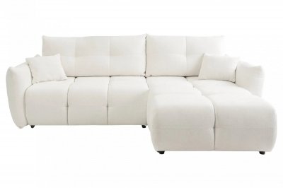 CASANOVA PARIS June - Canap&eacute; D'angle Convertible Tissu Bouclette 3 Places Beige