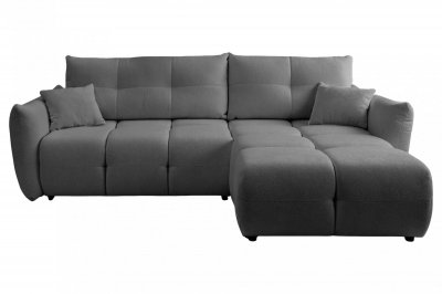 CASANOVA PARIS June - Canap&eacute; D'angle Convertible Tissu Bouclette 3 Places Gris Fonc&eacute;
