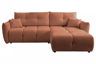 CASANOVA PARIS June - Canap&eacute; D'angle Convertible Tissu Bouclette 3 Places Terracotta