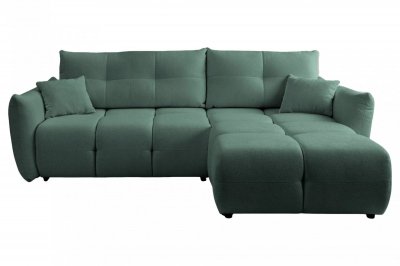 CASANOVA PARIS June - Canap&eacute; D'angle Convertible Tissu Bouclette 3 Places Vert