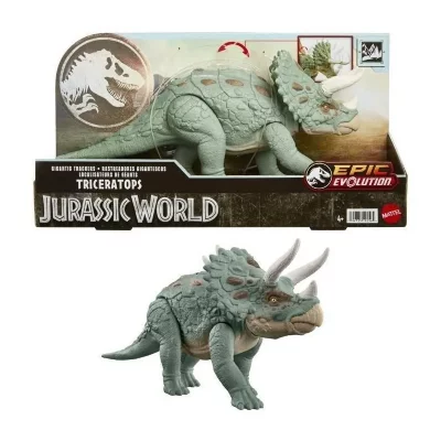 MATTEL Jurassic World &middot; Figurine Tric&eacute;ratops M&Eacute;GA ACTION - Neuf
