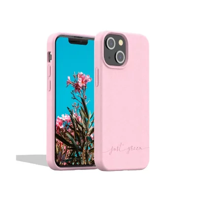 BIGBEN CONNECTED Just Green Coque 100% biod&eacute;gradable pour iPhone 13 Mini Rose