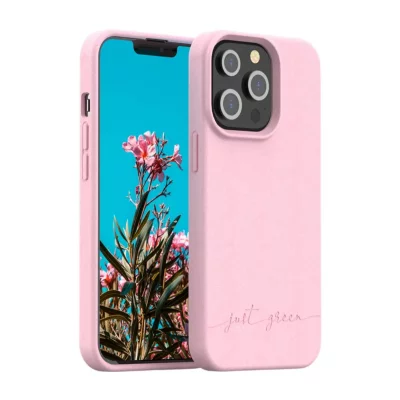 JUST GREEN  - Coque 100% Biod&eacute;gradable pour Iphone 13 Pro - Rose