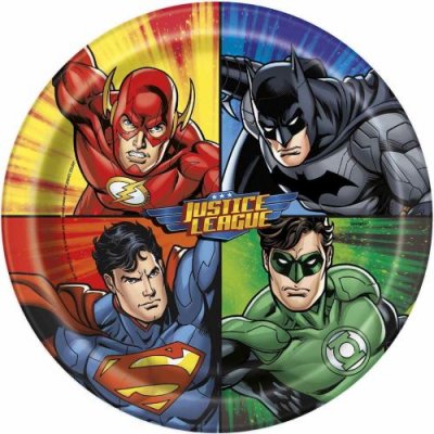 UNIQUE PARTY Justice League 9 pouces assiettes en papier de d&icirc;ner [8] par paquet