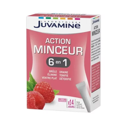 JUVAMINE  Action Minceur 6 en 1 14 Sticks &agrave; Diluer - Bo&icirc;te 14 sticks