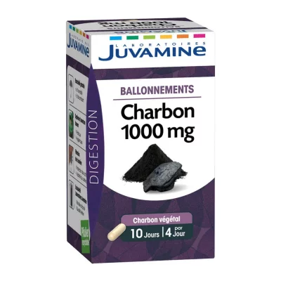 JUVAMINE  Charbon 1000 mg Ballonnements 40 G&eacute;lules - Bo&icirc;te 40 G&eacute;lules