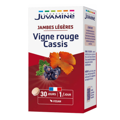 JUVAMINE  Vigne Rouge Cassis Jambes L&eacute;g&egrave;res 30 Comprim&eacute;s - Pot 30 comprim&eacute;s