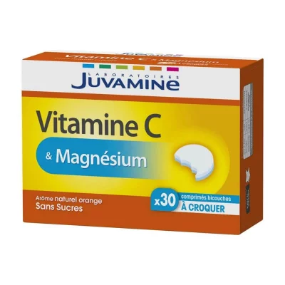 JUVAMINE  - Vitamine C & Magn&eacute;sium - 30 Comprim&eacute;s &agrave; croquer