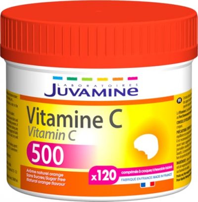 JUVAMINE  - Vitamine C500 - Maxi Format - 120 Comprim&eacute;s &agrave; croquer