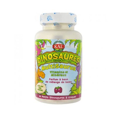 KAL  Dinosaures Multisaurus 60 Comprim&eacute;s - Pot 60 comprim&eacute;s &agrave; croquer
