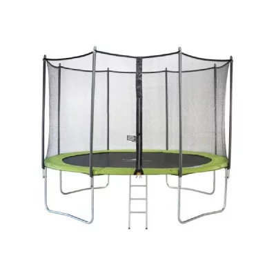 KANGUI  trampoline twin ~ 360cm - vert - avec filet, echelle, couverture de protection
