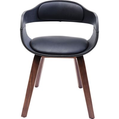 Kare Costa Noyer Chaises, Cuir, Noir/Marron fonc&eacute;, 51 x 52 x 70,5 cm