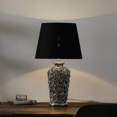 KARE  Design Lampe &Agrave; Poser en M&eacute;tal Argent&eacute; Pied Fleuri Rosalie
