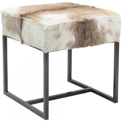 KARE DESIGN Kare Hocker Tabouret Country Life, Tissu, Beige/Gris/Blanc, 45 x 45 x 45 cm