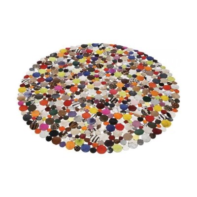 KARE  Tapis Rond Design en Cuir Multicolor 150x150