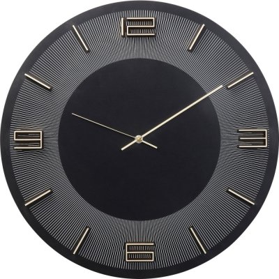Karedesign Horloge murale Leonardo noire et dor&eacute;e Kare Design