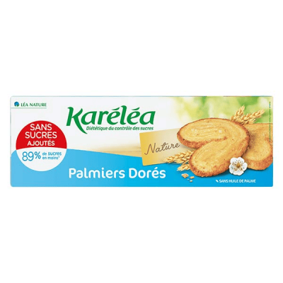 KARELEA Kar&eacute;l&eacute;a Biscuits Sans Sucres Ajout&eacute;s Palmiers Dor&eacute;s 100g