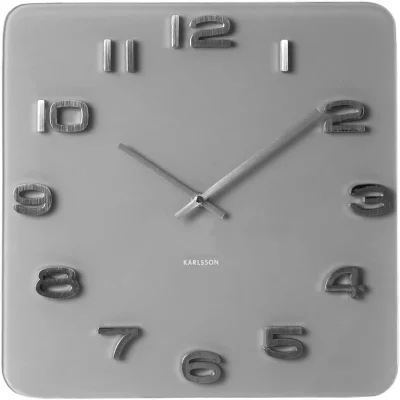 KARLSSON  - Horloge carr&eacute;e vintage en verre gris 35 cm