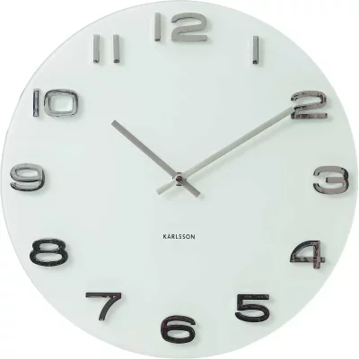 Karlsson - Horloge ronde vintage en verre 35 cm blanc