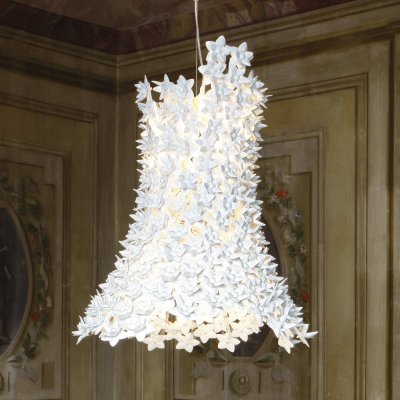 KARTELL  Bloom, Lampe &agrave; Suspension, Blanc, Avec Fleurs