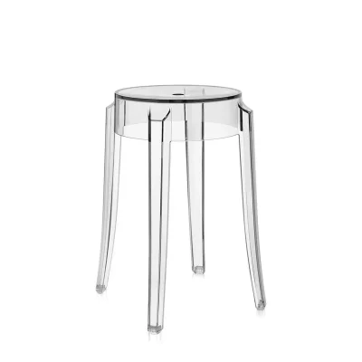 Kartell Charles Ghost, Tabouret Small, H. 46 cm, Cristal, Lot de 2