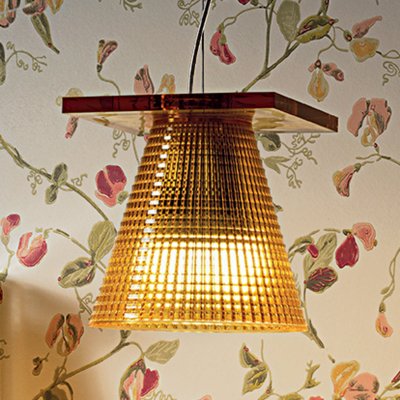 KARTELL  Light-Air, Lampe de Suspension Version Cisel&eacute;e, Ambre