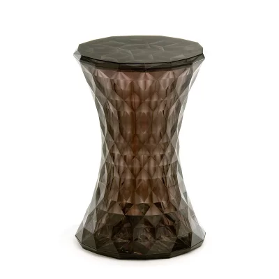 Kartell - Table d'appoint et tabouret Stone, fum&eacute;