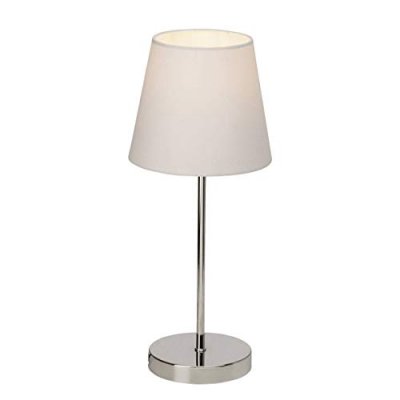 BRILLIANT Kasha Lampe A Poser/Chevet Tactile Chrome Et Tissu Blanc