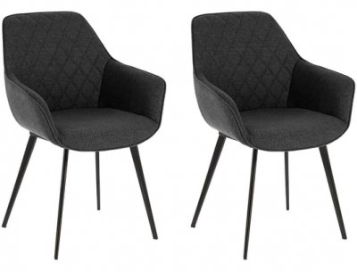 Kave Home - Chaise Amira gris fonc&eacute; et pieds en acier finition noire