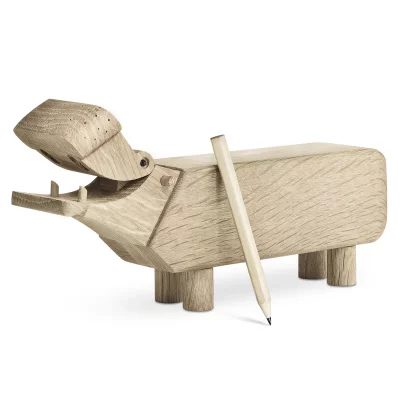 KAY BOJESEN  Figurine en bois en forme d'hippopotame - Ch&ecirc;ne