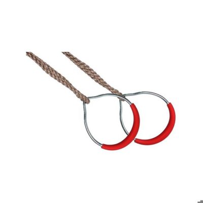 KBT  - Anneaux de gymnastique en M&eacute;tal Rouge avec Corde polypropyl&egrave;ne