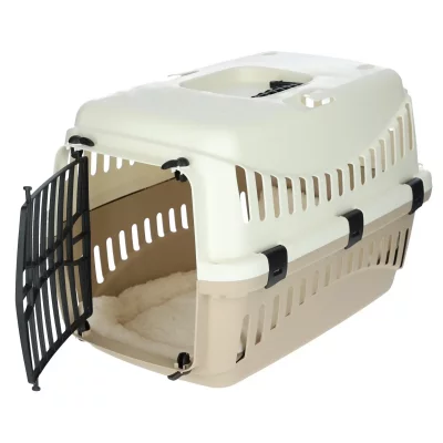 KERBL  Box de transport Expedition pour chien - 48x32x32cm - Cr&egrave;me et taupe