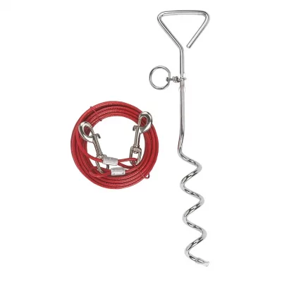 KERBL  Chien Laisse d&rsquo;Attache avec Ancrage Spirale 6 m Rouge