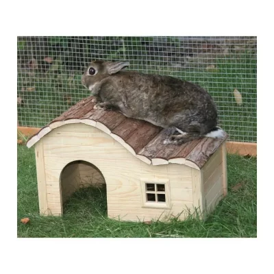 KERBL  - Maison pour rongeurs avec toit galb&eacute; Nature 30x20x20cm