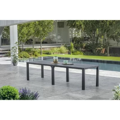 ALLIBERT Keter Julie Double Table Extensible d'ext&eacute;rieur Finition Bois bross&eacute; Graphite